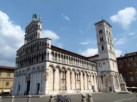 San Michele in Foro church - Lucca , Tuscany. San Michele in Foro is a Roman Catholic basilica church in Lucca. It was built over the former Roman forum. It is dedicated to Archangel Michael.