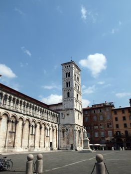 San Michele in Foro church - Lucca , Tuscany. San Michele in Foro is a Roman Catholic basilica church in Lucca. It was built over the former Roman forum. It is dedicated to Archangel Michael.