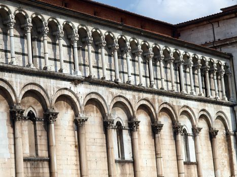 San Michele in Foro church - Lucca , Tuscany. San Michele in Foro is a Roman Catholic basilica church in Lucca. It was built over the former Roman forum. It is dedicated to Archangel Michael.