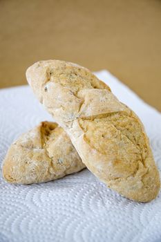 fresh bread on brown background