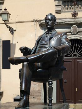 Bronze statue of Puccini in Lucca, Italy, near the house where he was born.