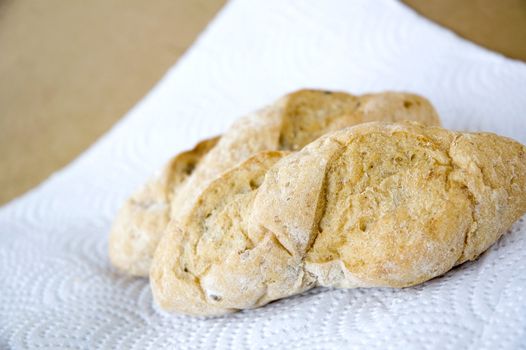 close up bread put on paper