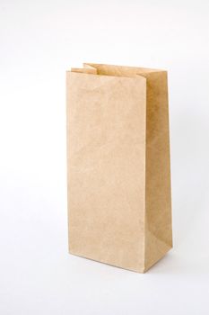 brown paper bag on white background