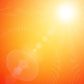 Orange sunny spring background with place for text 