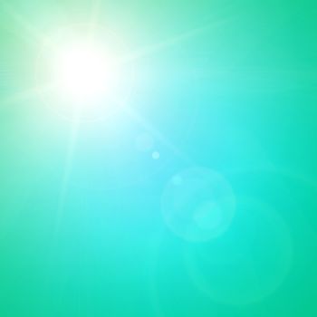 turquoise sunny spring background with place for text 