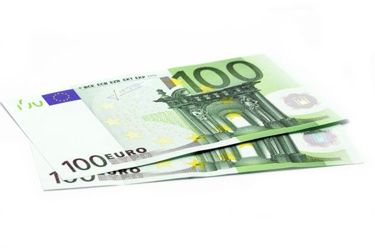 100 euro banknotes isolated on white