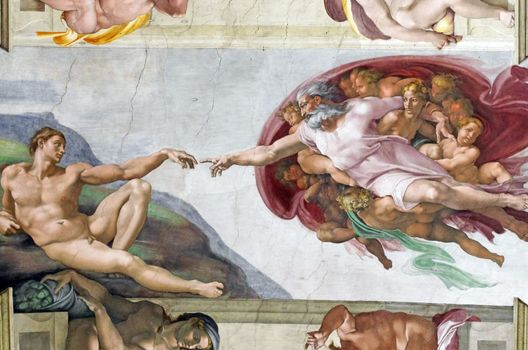 Michelangelo's frescoes (The Creation of Adam) in Sistine Chapel, Vatican City