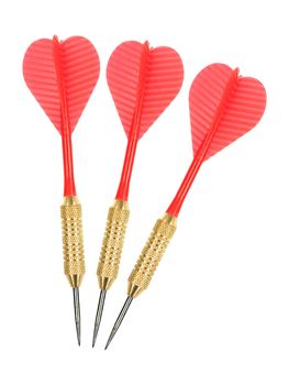 Playing darts isolated against a white background