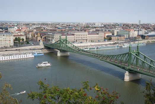 view of the Danube river in the city of Budapest in Hungary