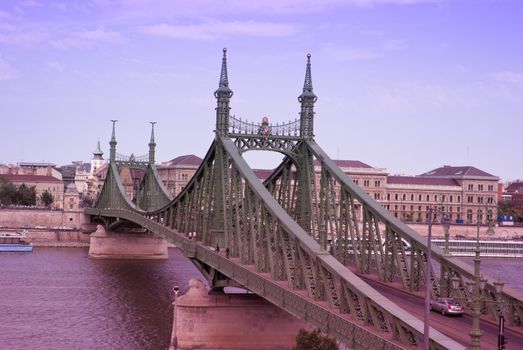 view of the Danube river in the city of Budapest in Hungary