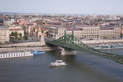 view of the Danube river in the city of Budapest in Hungary