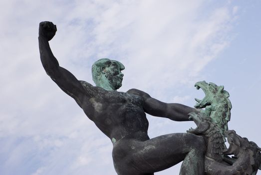 Statue to Budapest in Hungary, bottom view