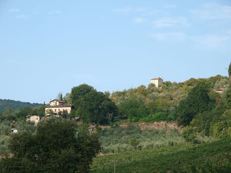 Villa in Tuscany amongst vineyards and an olive groves