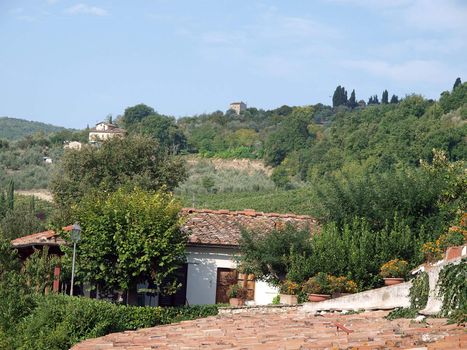 Villa in Tuscany amongst vineyards and an olive groves
