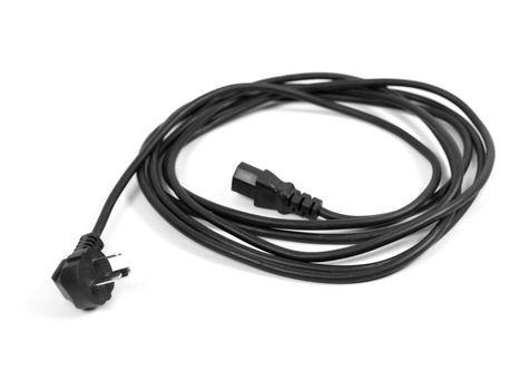 A power cord used conceptually on a white background