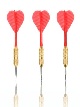 Playing darts isolated against a white background