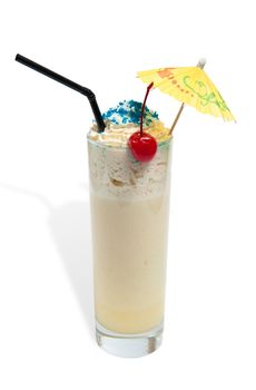 milkshake in a glass isolated on white background