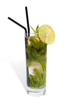 mojito in a glass isolated on white background