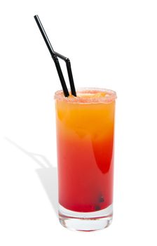 Tequila sunrise Cocktail isolated on a white