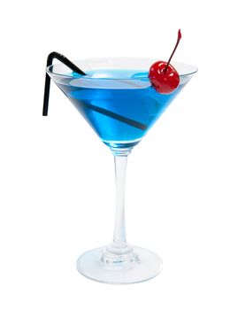 cocktail blue lagoon isolated on white background