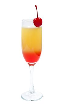 Tequila sunrise Cocktail isolated on a white