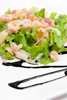 salad with crab meat isolated on white background