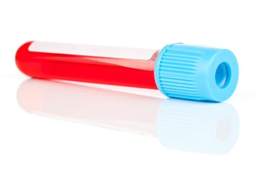 Blood In tube for laboratory analysis, isolated on white background