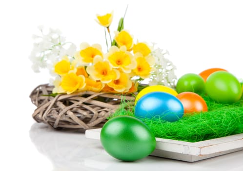 Colorful Easter Eggs on white background