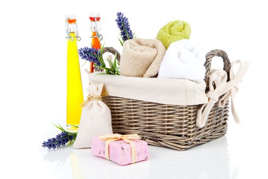 toiletries for relaxation, isolated on white background