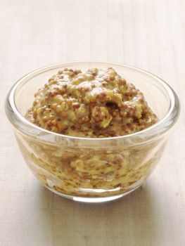 close up of a bowl of multigrain mustard