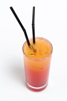 Tequila sunrise Cocktail isolated on a white