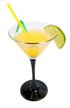 vodka orange cocktail in a small glass isolated on white