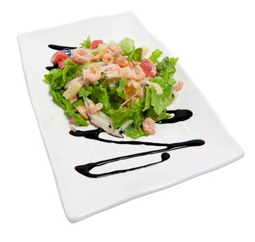 salad with crab meat isolated on white background