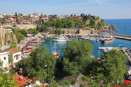 Turkey. Antalya town. Beautiful view of harbor 