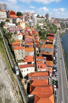 Portugal. Porto city. Old historical part of Porto. Funicular