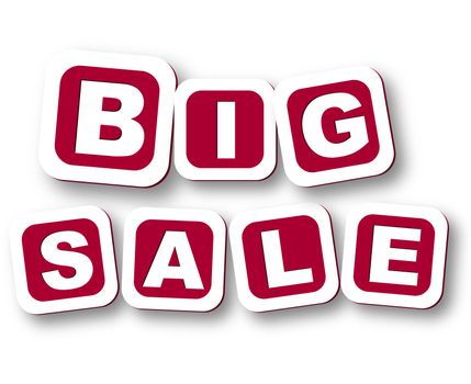 3d red cubes with white letters with text big sale with shadow