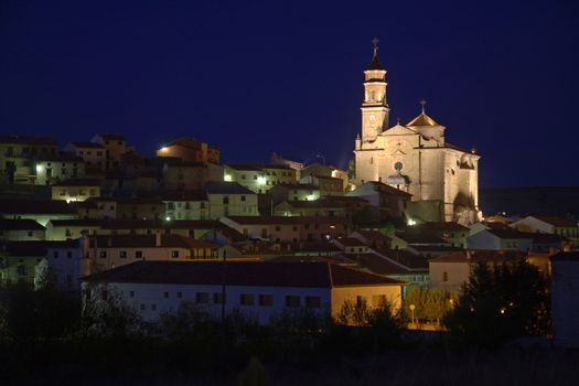 Village with cathedral by night Canon 40D 100-400 f:4,5 L