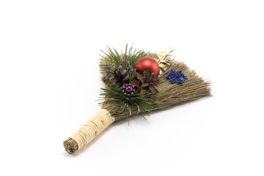 Cristmas, besom, embellishment for ated insulated on white background