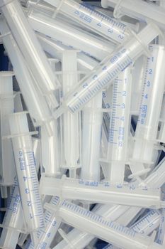 hospital syringes in a pile, great for health backgrounds