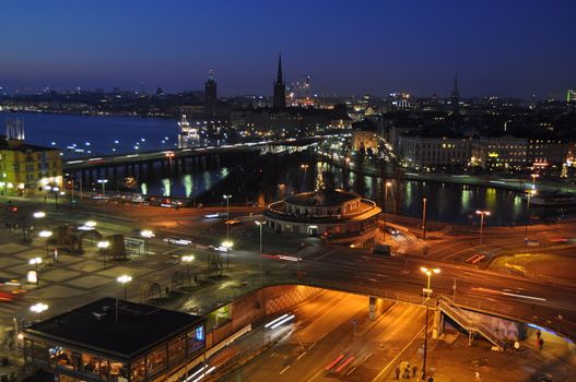 View over Stockholm by night.