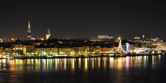 Nightview over the old town in Stockholm.