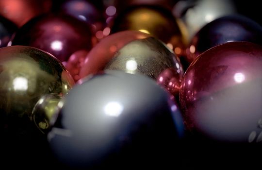 Christmas background with glass spheres