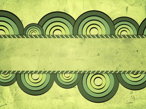 vintage green background with drawn gradient circles and text space