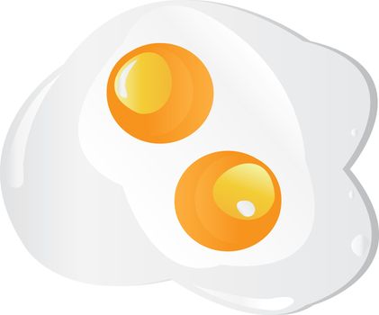 Fried egg twins on a white background. Vector