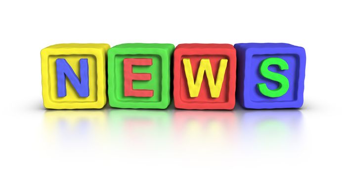 3D word NEWS made with plasticine material play block.