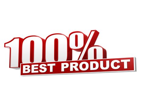 text 100 percentages best product 3d red white banner, letters and block, business concept
