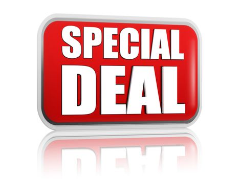 special deal button - 3d red banner with white text, business concept
