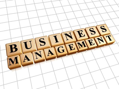 business management - text in 3d golden cubes with black letters, business concept