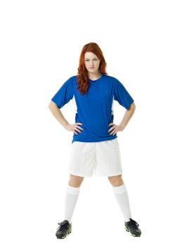 Soccer woman isolated on white background