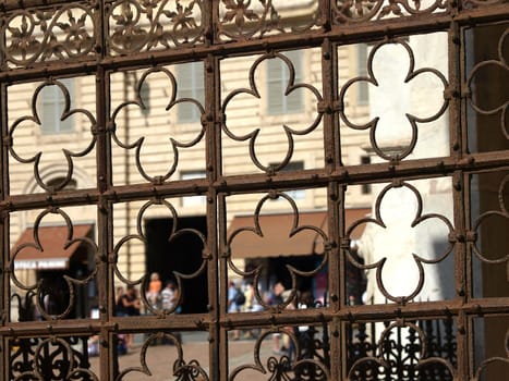 Siena - decorative grating on Piazza  del  Campo